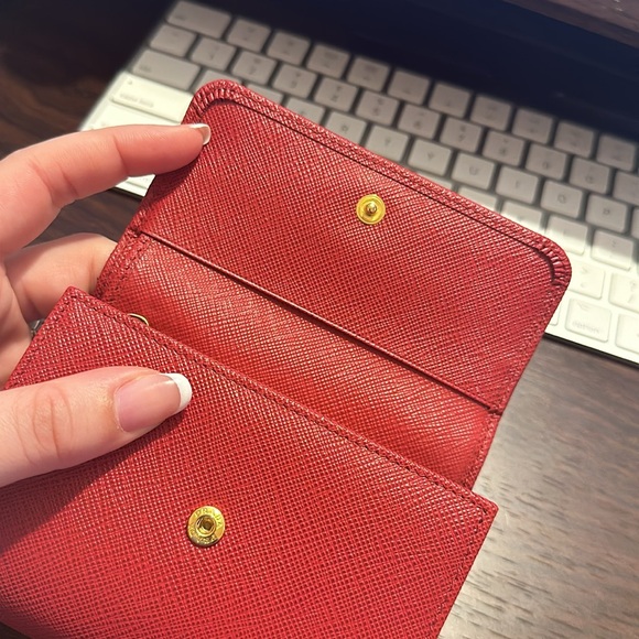 Prada Red Plaque Logo Trifold Wallet - Picture 6 of 10